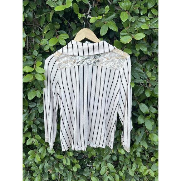 SOMA Pajama Top size M top lounge satin lace trim Long Sleeve - Picture 3 of 4